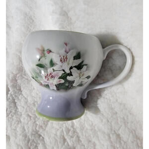 Teleflora Lena Licl Humming Bird & Lilies Footed Coffee Tea Mug Cup 4' /Plate 6'